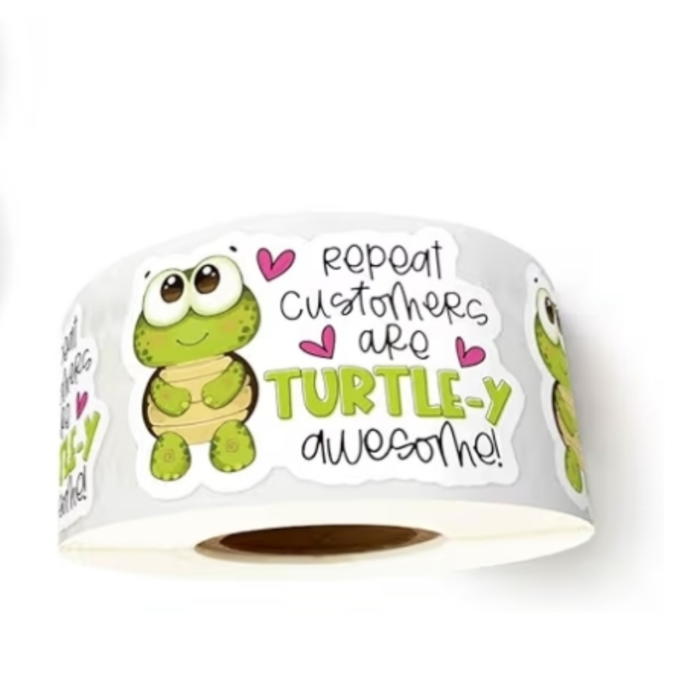 Repeat Customers Are TURTLE-Y Awesome Stickers - 100 count - 2.76" x 1.42" - Picture 2 of 4